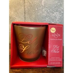 Lenox Golden Holidays Let It Snow Glass Votive Candle Holder Gold 4in New